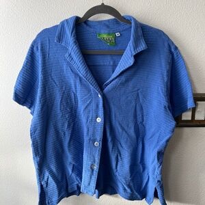 Cornflower Blue Big Bud Press Waffle Knit Pantry Button Up